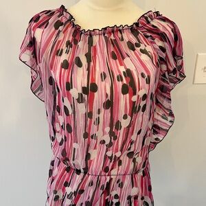 Pink and Black Polka Dot sheer blouse